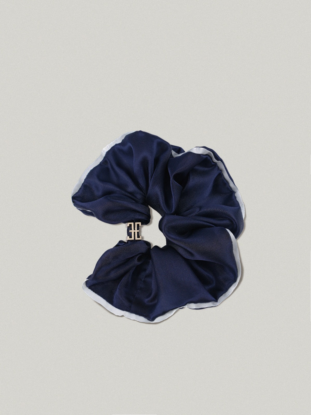 폴뉴아 Classic Logo Hair Scrunchie Navy - Silk