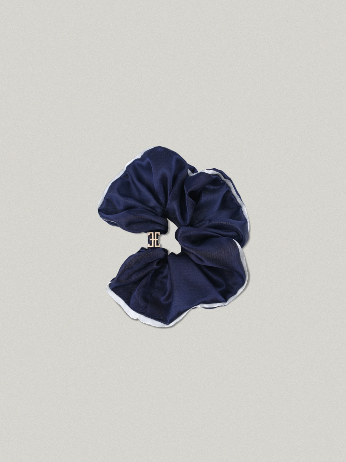 폴뉴아 Classic Logo Hair Scrunchie Navy - Silk