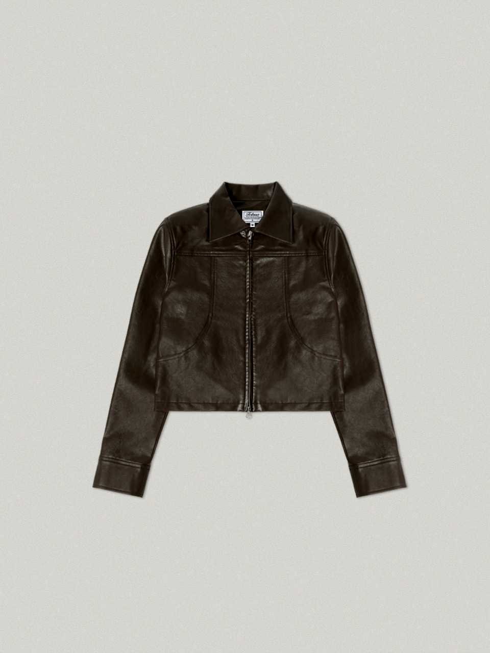 Faux Leather Crop Jacket - brown포 레더 크롭 자켓[09월 25일 순차출고 예약배송]