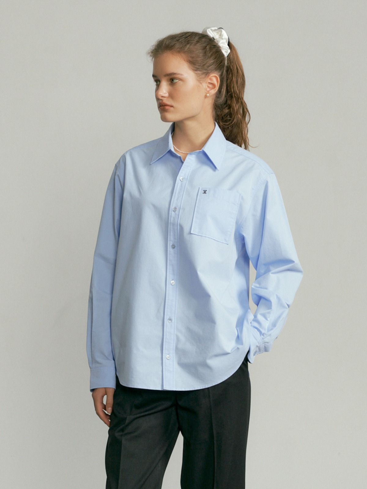 Classic Logo Over Fit Pocket Shirt - Blue클래식 로고 오버핏 포켓 셔츠